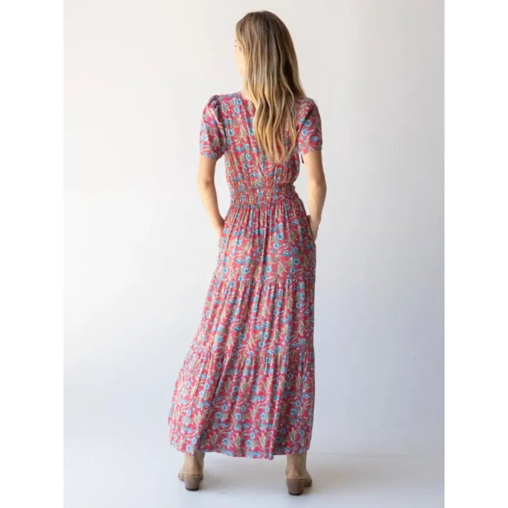 Natural Life Red Olive Leaf Bella Maxi Dress Size Medium 23183 - Picture 4 of 11